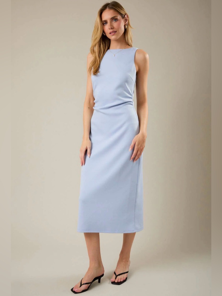 Sleeveless Light Blue Midi Dress